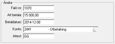 2014-12-10 Rutiner 4. Du kan också minimera urvalet till att bara gälla vissa fakturor och då fyller du i fältet Fakt.nr med numret på den faktura som ska betalas.