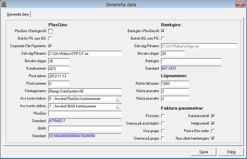 Grundinställningar/Registervård 2014-12-10 Generella data I denna rutin ska vissa inställningar göras som har med utbetalningar från systemet att göra.