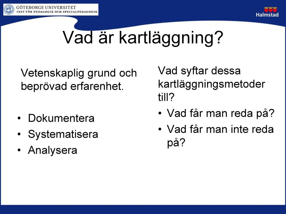 Dokumentera Systematisera Analysera Vad syftar