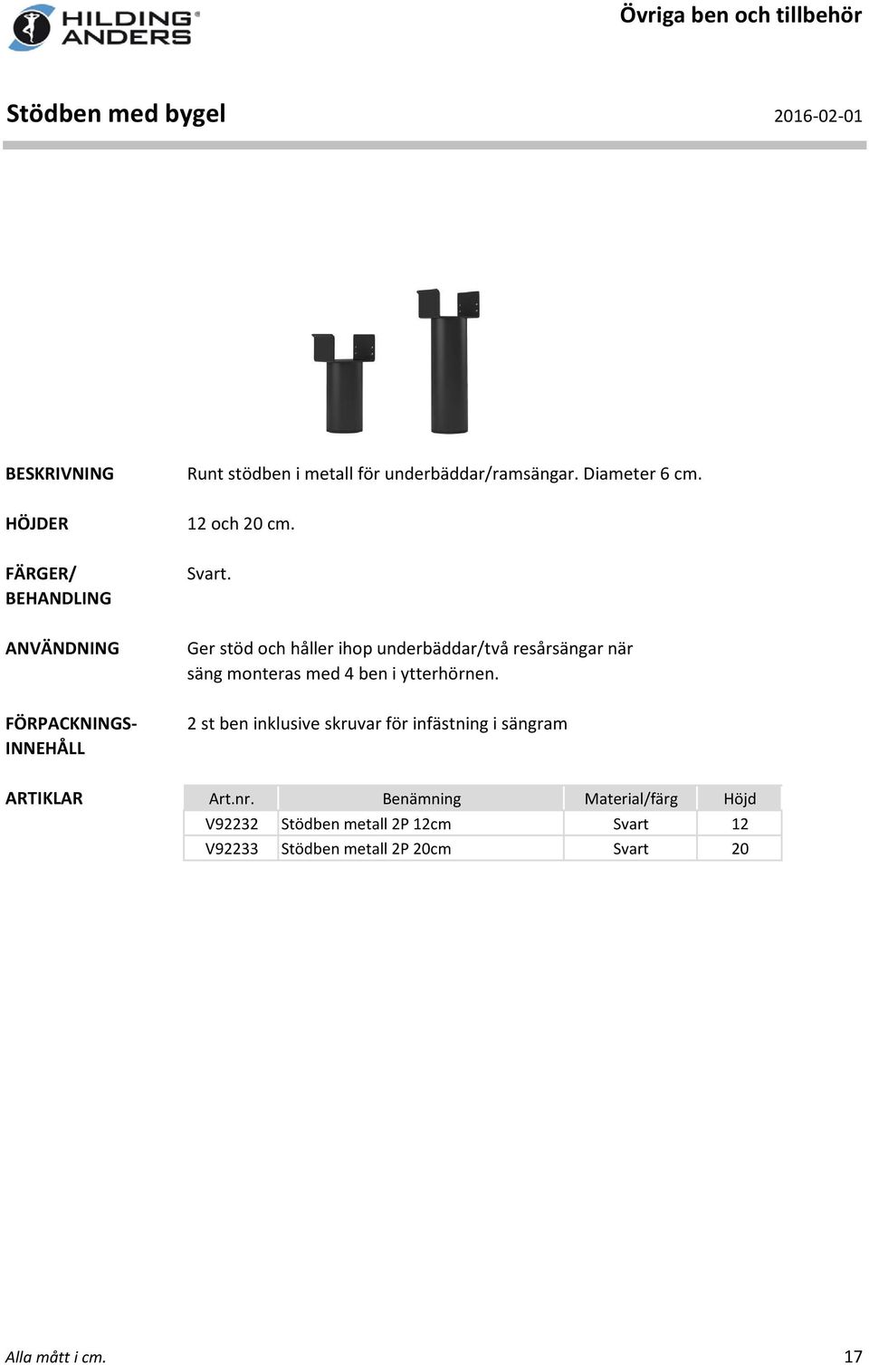 Ger stöd och håller ihop underbäddar/två resårsängar när säng monteras med 4 ben i