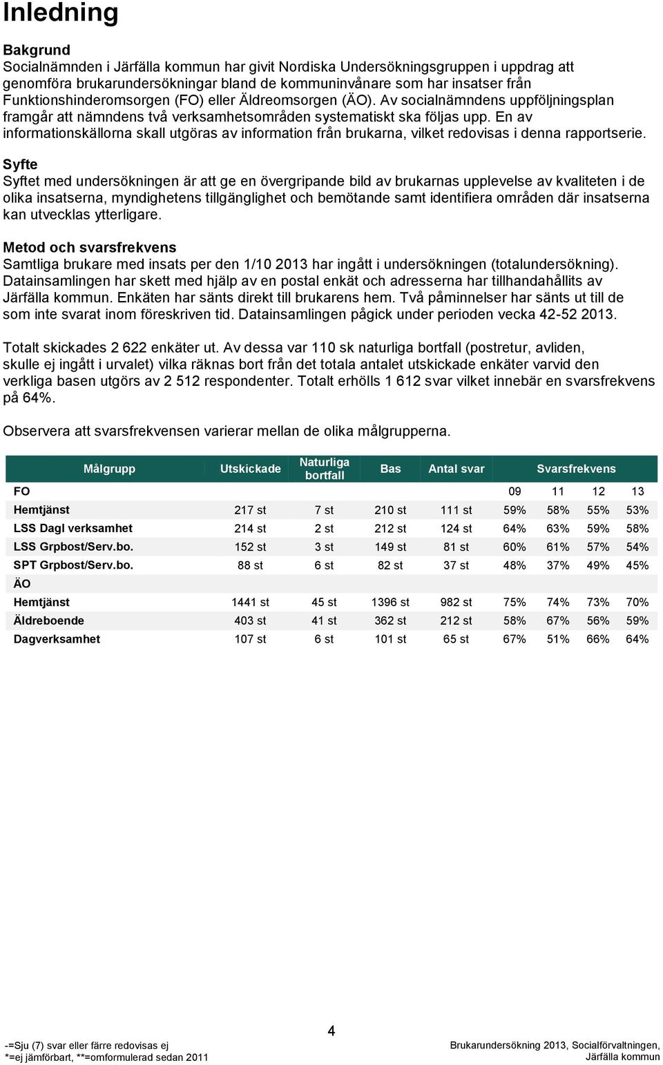 En av informationskällorna skall utgöras av information från brukarna, vilket redovisas i denna rapportserie.