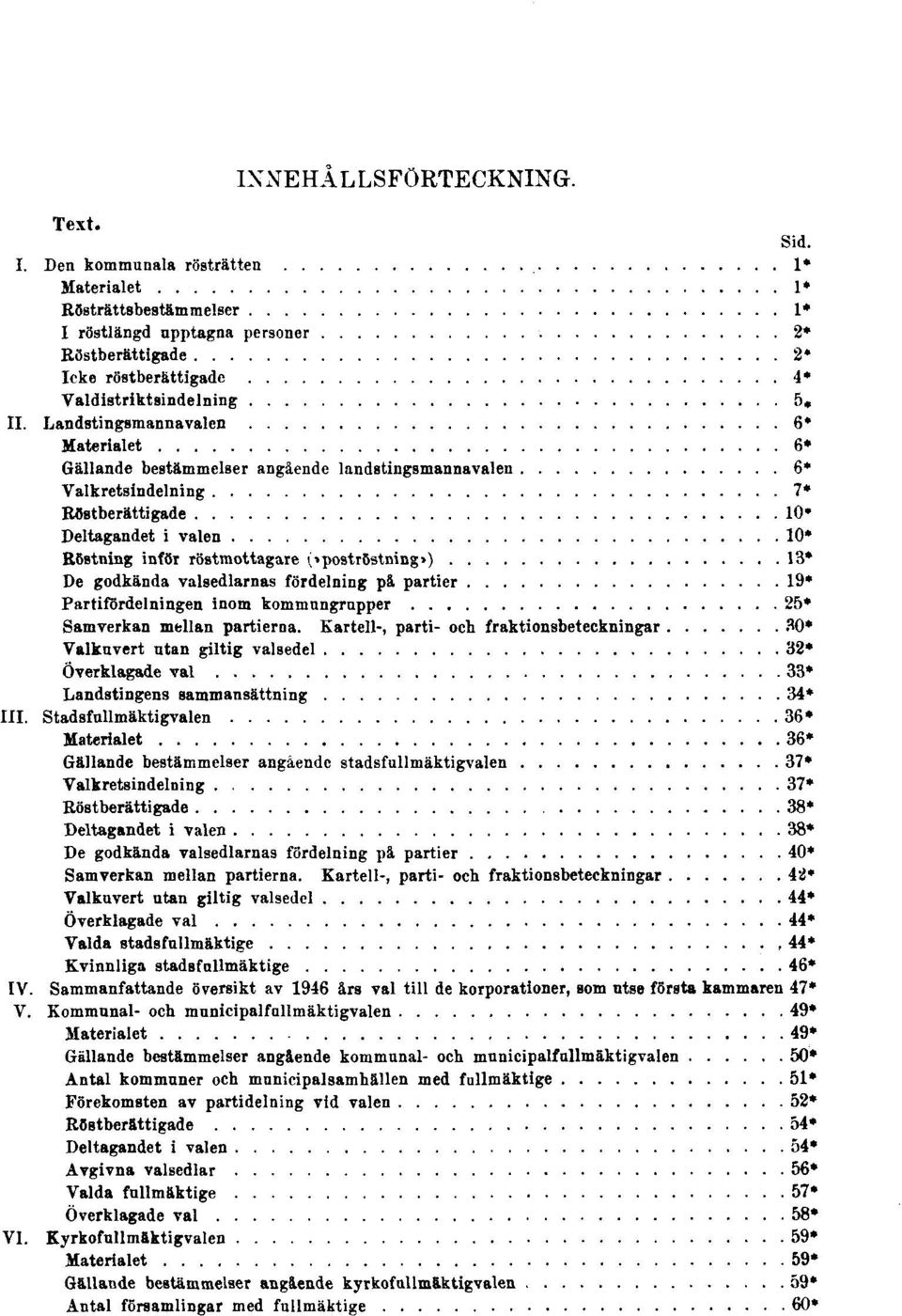 Landstingsmannavalen 6* Materialet 6* Gällande bestämmelser angående landstingsmannavalen 6* Valkretsindelning 7* Röstberättigade 10* Deltagandet i valen 10* Röstning inför röstmottagare