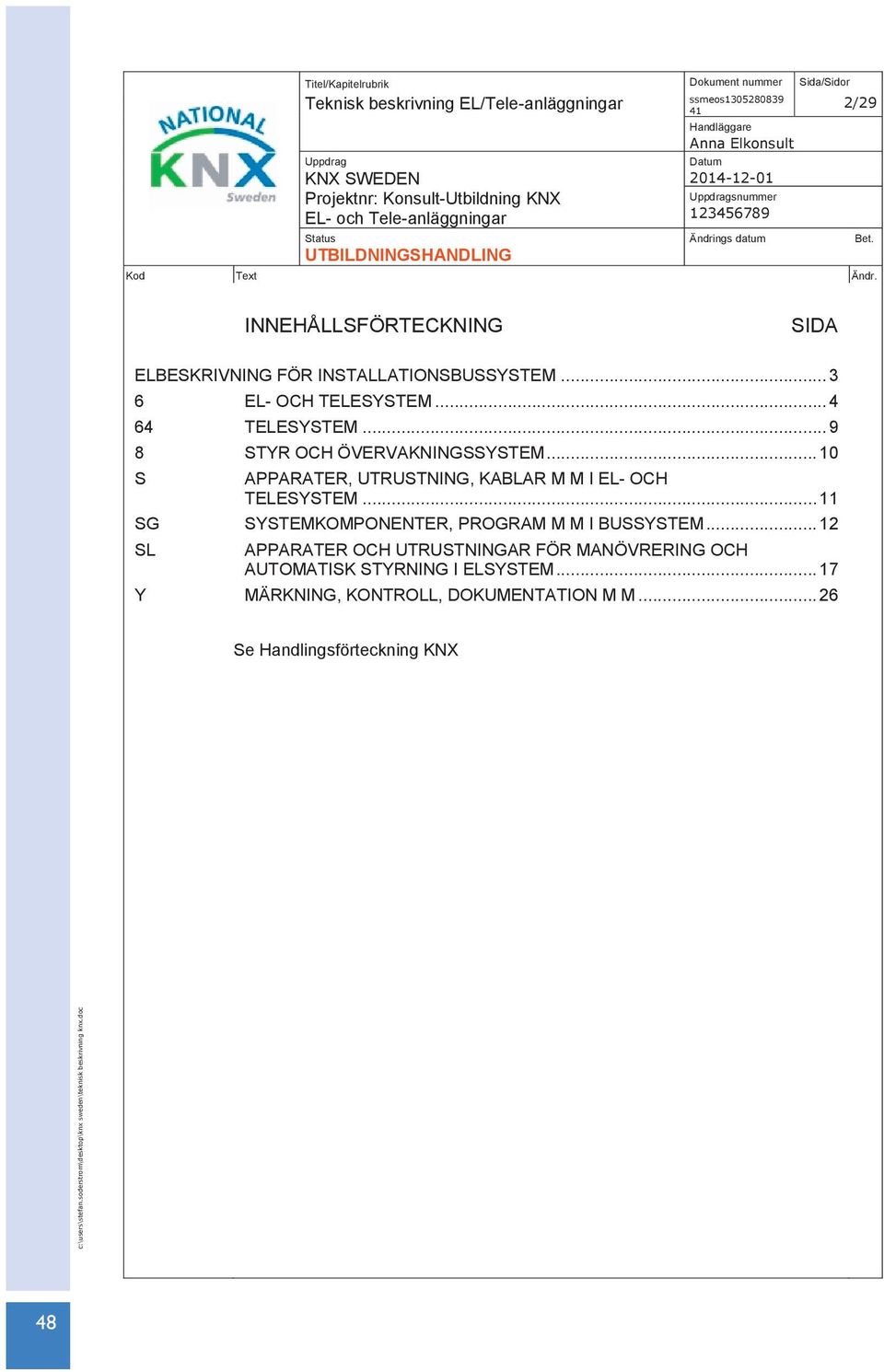 .. 10 S APPARATER, UTRUSTNING, KABLAR M M I EL- OCH TELESYSTEM... 11 SG SYSTEMKOMPONENTER, PROGRAM M M I BUSSYSTEM.