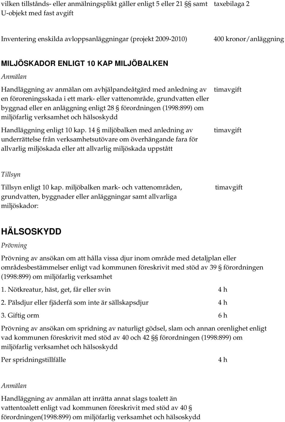 enligt 28 förordningen (1998:899) om miljöfarlig verksamhet och hälsoskydd Handläggning enligt 10 kap.