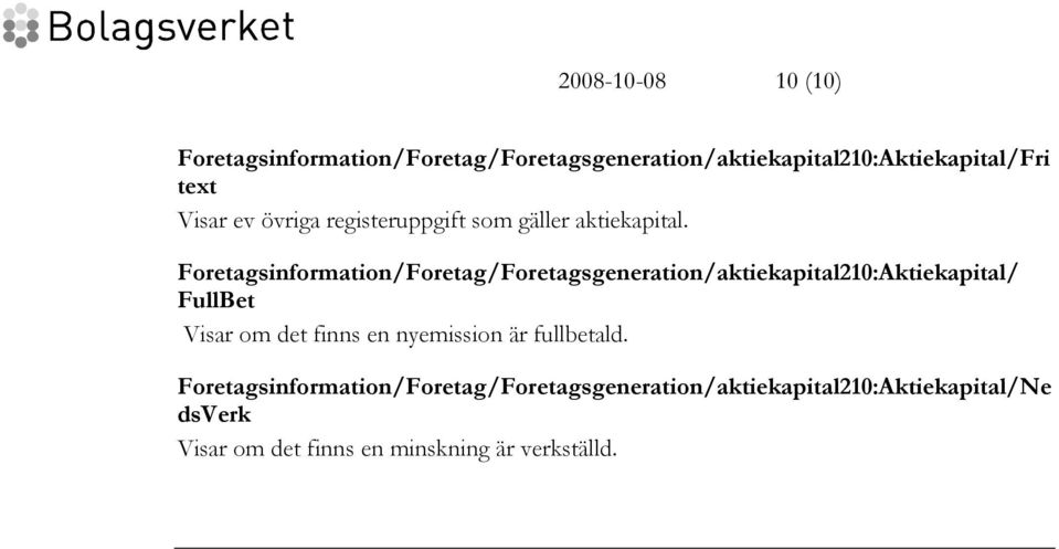 Foretagsinformation/Foretag/Foretagsgeneration/aktiekapital210:Aktiekapital/ FullBet Visar om det finns en