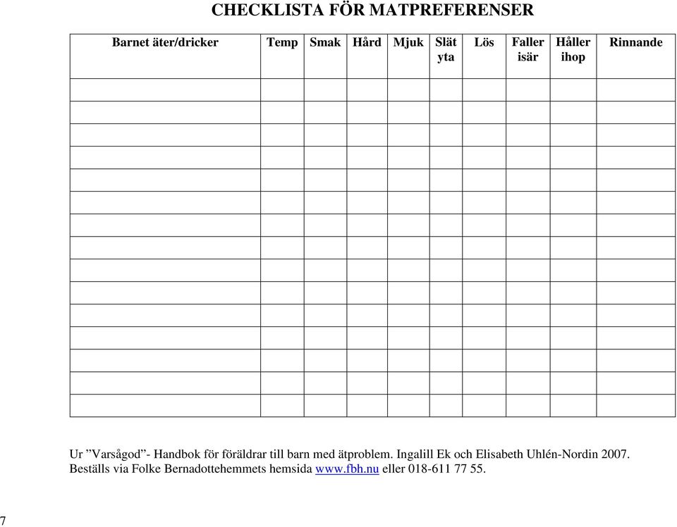 föräldrar till barn med ätproblem.