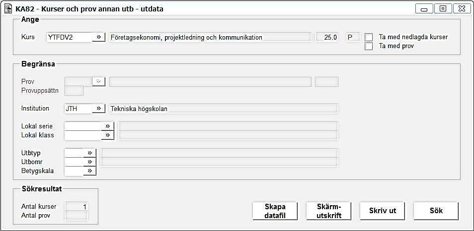 Sida 5 av 15 Möjliga fel i AUKURS: Kolumnerna KURS, BENAMNS, UTBTYP, INST, OMFATTN, VALUTA, BSKALA, BEHORIG är blank/tomt (script 34) Kolumnen KURS i tabellen AUKURS innehåller andra tecken än