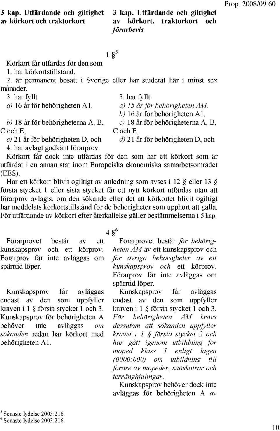 har fyllt a) 15 år för behörigheten AM, b) 16 år för behörigheten A1, c) 18 år för behörigheterna A, B, C och E, d) 21 år för behörigheten D, och 4. har avlagt godkänt förarprov.