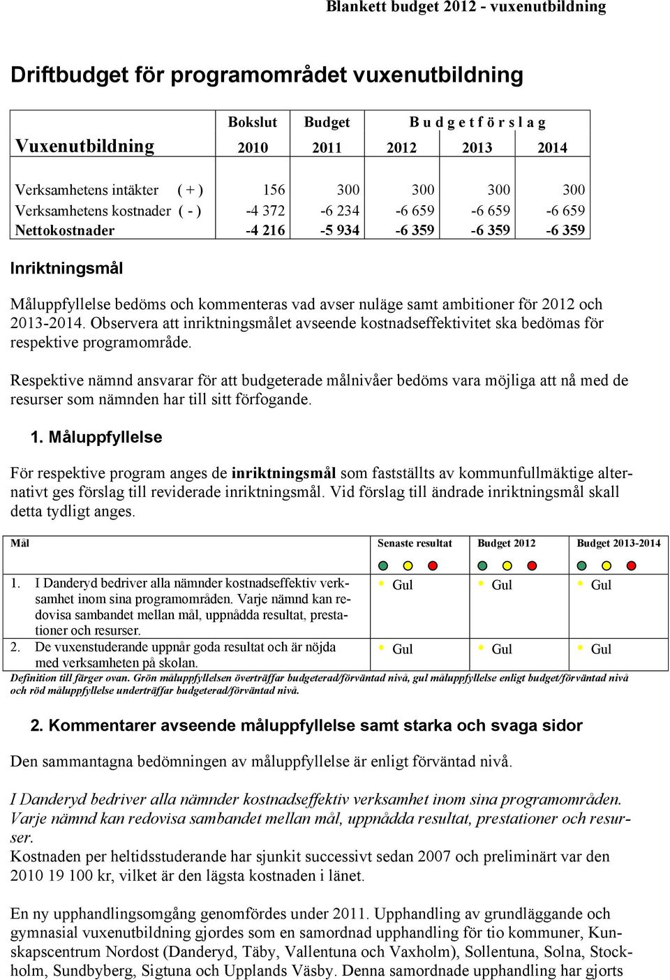 och 2013-2014. Observera att inriktningsmålet avseende seffektivitet ska bedömas för respektive programområde.