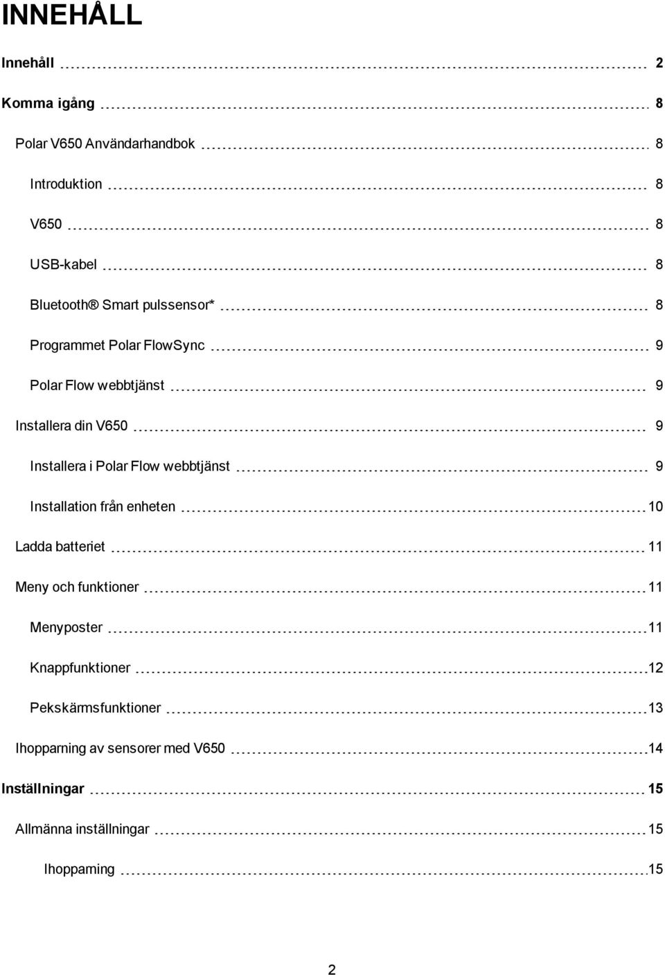 webbtjänst 9 Installation från enheten 10 Ladda batteriet 11 Meny och funktioner 11 Menyposter 11 Knappfunktioner