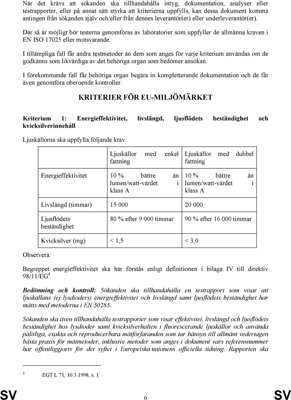 I tillämpliga fall får andra testmetoder än dem som anges för varje kriterium användas om de godkänns som likvärdiga av det behöriga organ som bedömer ansökan.