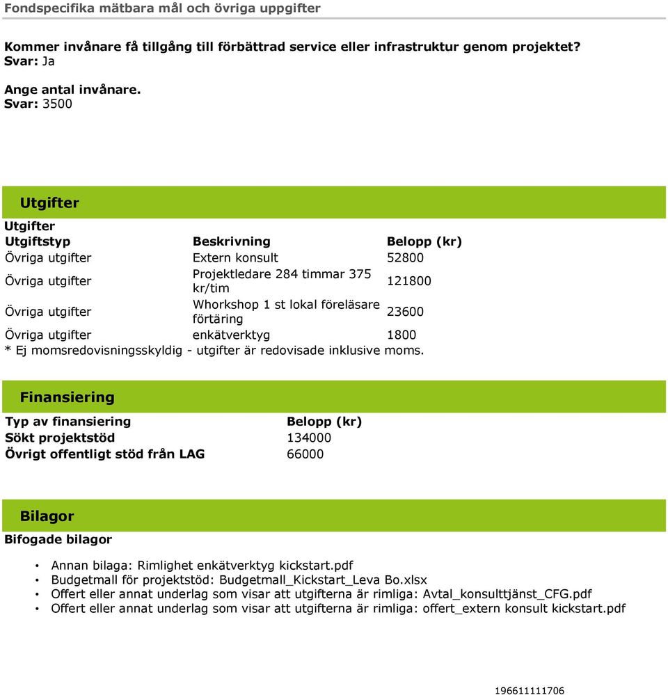 föreläsare 23600 förtäring Övriga utgifter enkätverktyg 1800 * Ej momsredovisningsskyldig - utgifter är redovisade inklusive moms.