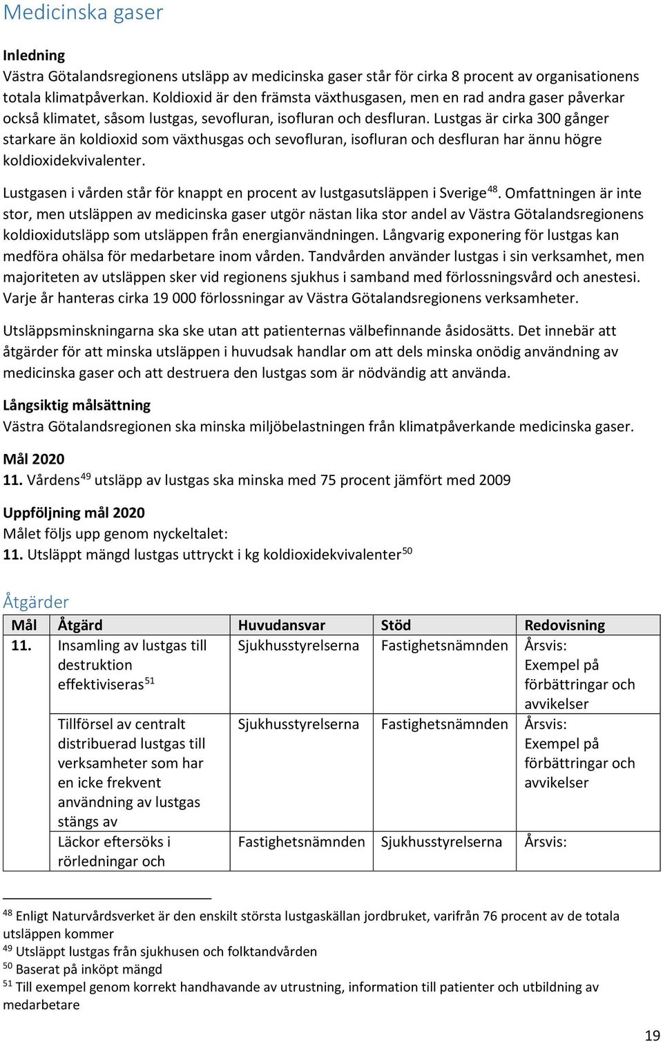 Lustgas är cirka 300 gånger starkare än koldioxid som växthusgas och sevofluran, isofluran och desfluran har ännu högre koldioxidekvivalenter.