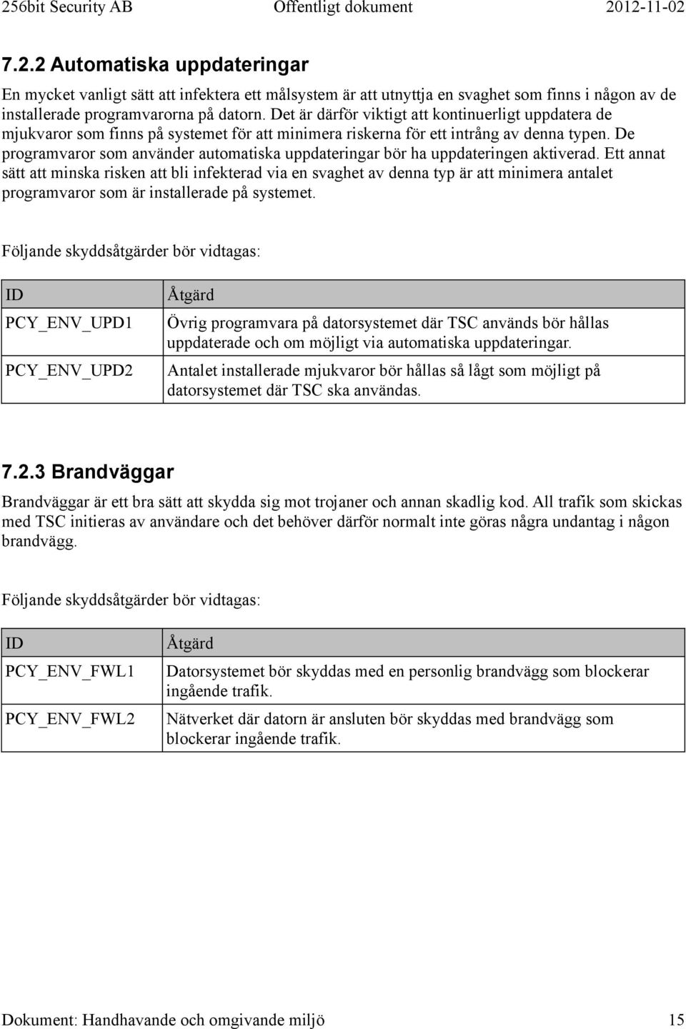 De programvaror som använder automatiska uppdateringar bör ha uppdateringen aktiverad.