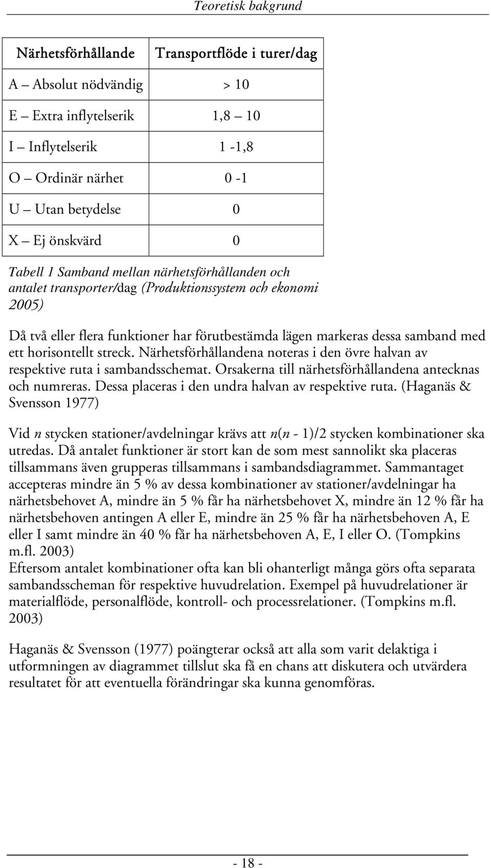 horisontellt streck. Närhetsförhållandena noteras i den övre halvan av respektive ruta i sambandsschemat. Orsakerna till närhetsförhållandena antecknas och numreras.