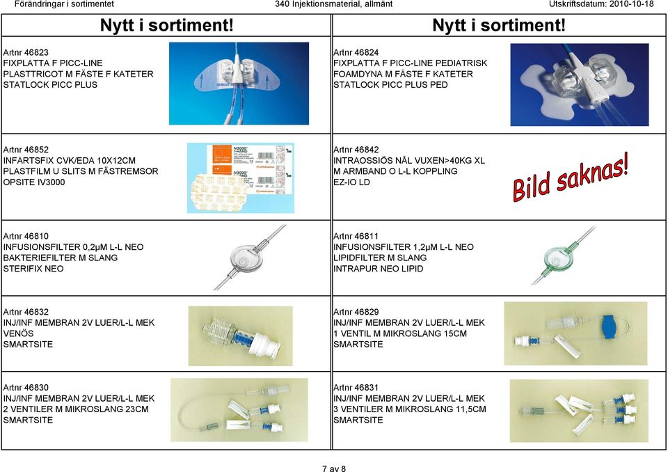 46842 INFARTSFIX CVK/EDA 10X12CM INTRAOSSIÖS NÅL VUXEN>40KG XL PLASTFILM U SLITS M FÄSTREMSOR M ARMBAND O L-L KOPPLING OPSITE IV3000 EZ-IO LD Artnr 46810 Artnr 46811 INFUSIONSFILTER 0,2µM L-L NEO