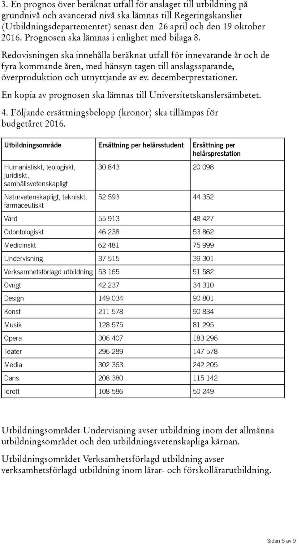 Redovisningen ska innehålla beräknat utfall för innevarande år och de fyra kommande åren, med hänsyn tagen till anslagssparande, överproduktion och utnyttjande av ev. decemberprestationer.