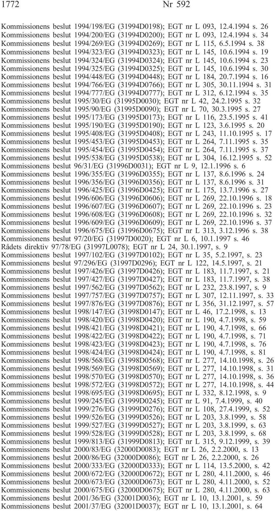 6.1994 s. 30 Kommissionens beslut 1994/448/EG (31994D0448); EGT nr L 184, 20.7.1994 s. 16 Kommissionens beslut 1994/766/EG (31994D0766); EGT nr L 305, 30.11.1994 s. 31 Kommissionens beslut 1994/777/EG (31994D0777); EGT nr L 312, 6.