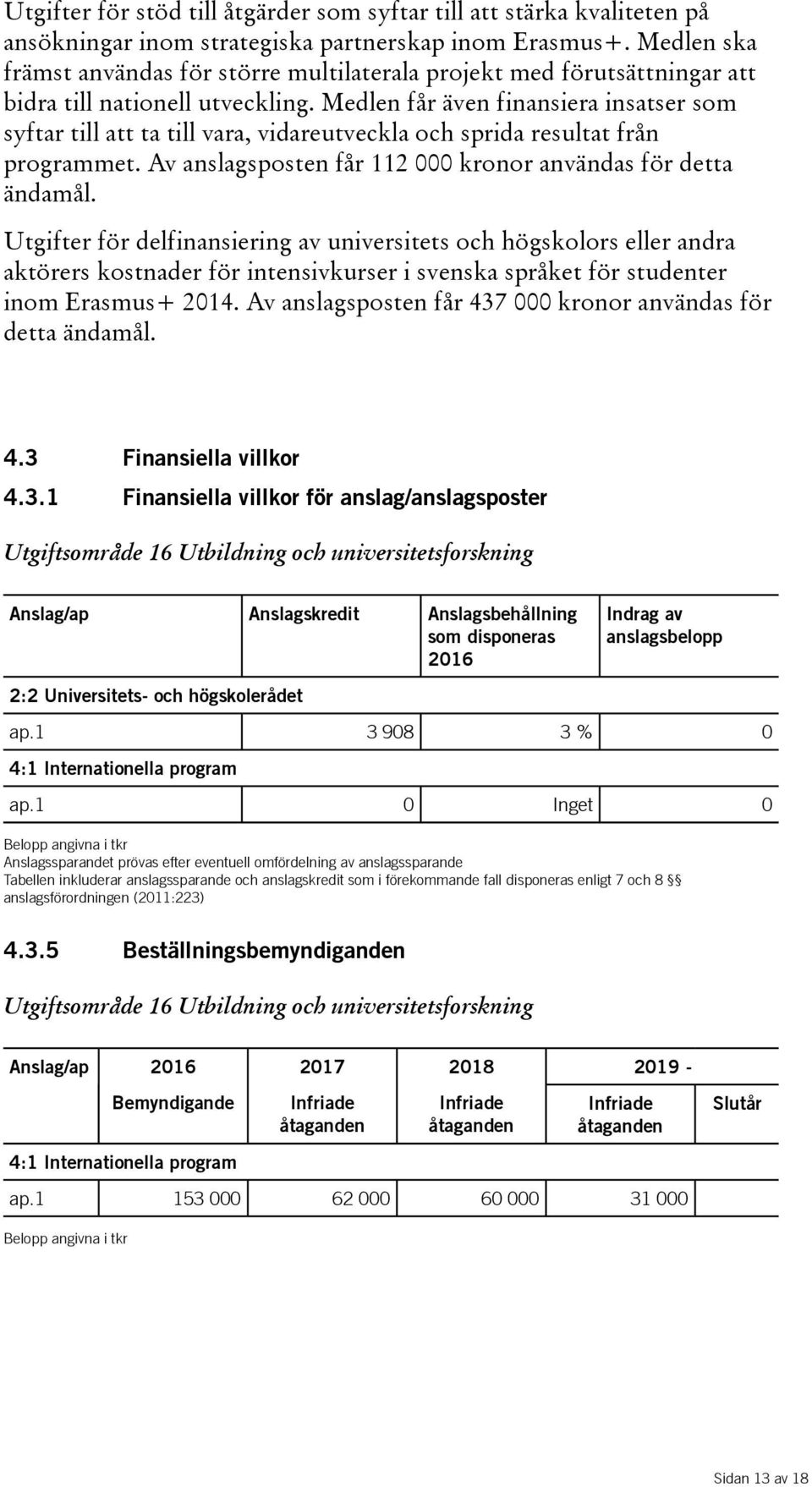 Medlen får även finansiera insatser som syftar till att ta till vara, vidareutveckla och sprida resultat från programmet. Av anslagsposten får 112 000 kronor användas för detta ändamål.