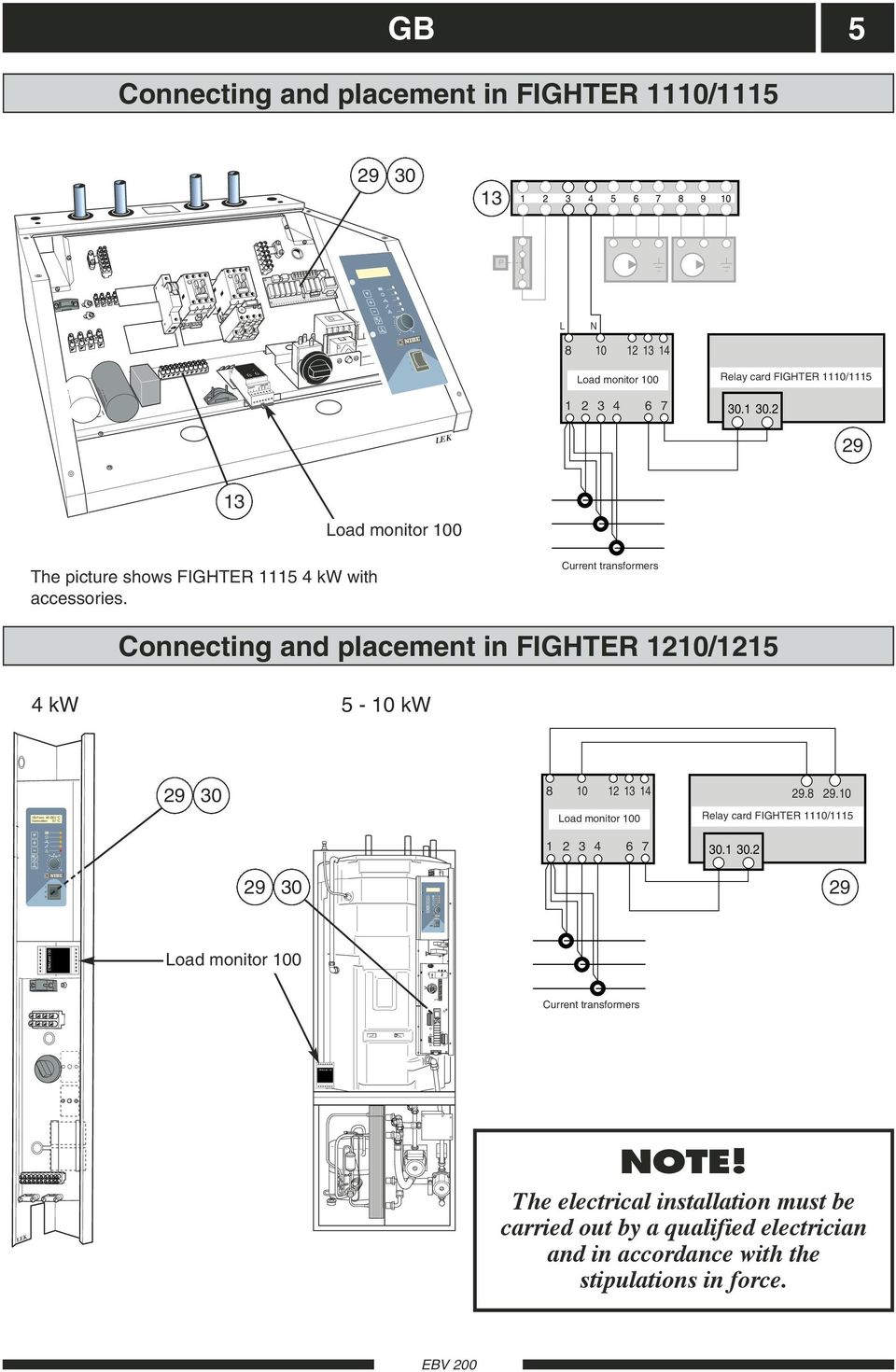 Current transformers Connecting and placement in FIGHTER 1210/1215 4 kw 5-10 kw VB-Fram 49 (50) C Varmvatten 51 C 30 8 