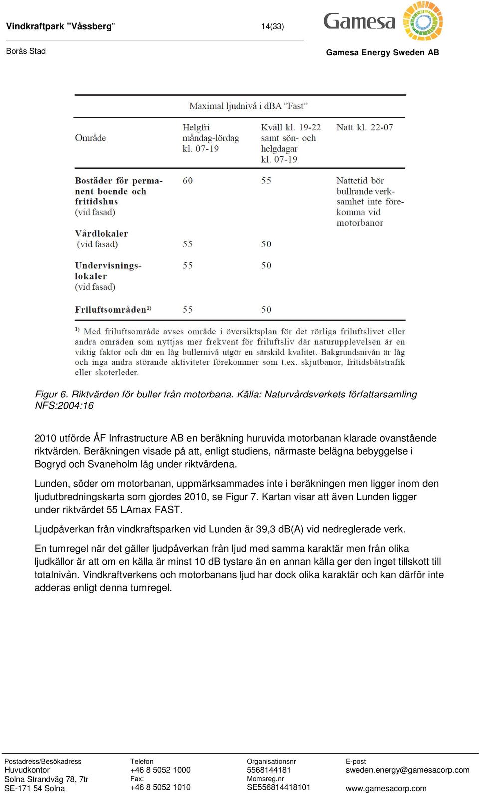 Beräkningen visade på att, enligt studiens, närmaste belägna bebyggelse i Bogryd och Svaneholm låg under riktvärdena.