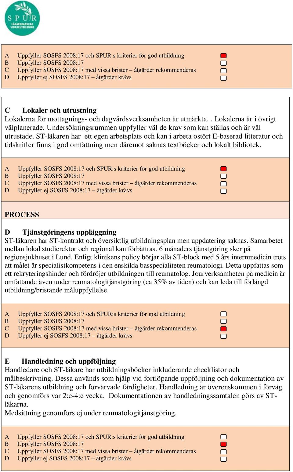 ST-läkaren har ett egen arbetsplats och kan i arbeta ostört E-baserad litteratur och tidskrifter finns i god omfattning men däremot saknas textböcker och lokalt bibliotek.