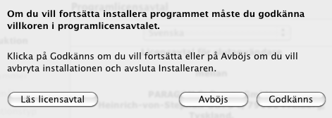 10 5. På nästa sida ser du Paragons licensavtal. Läs det noga och klicka sedan på Fortsätt.