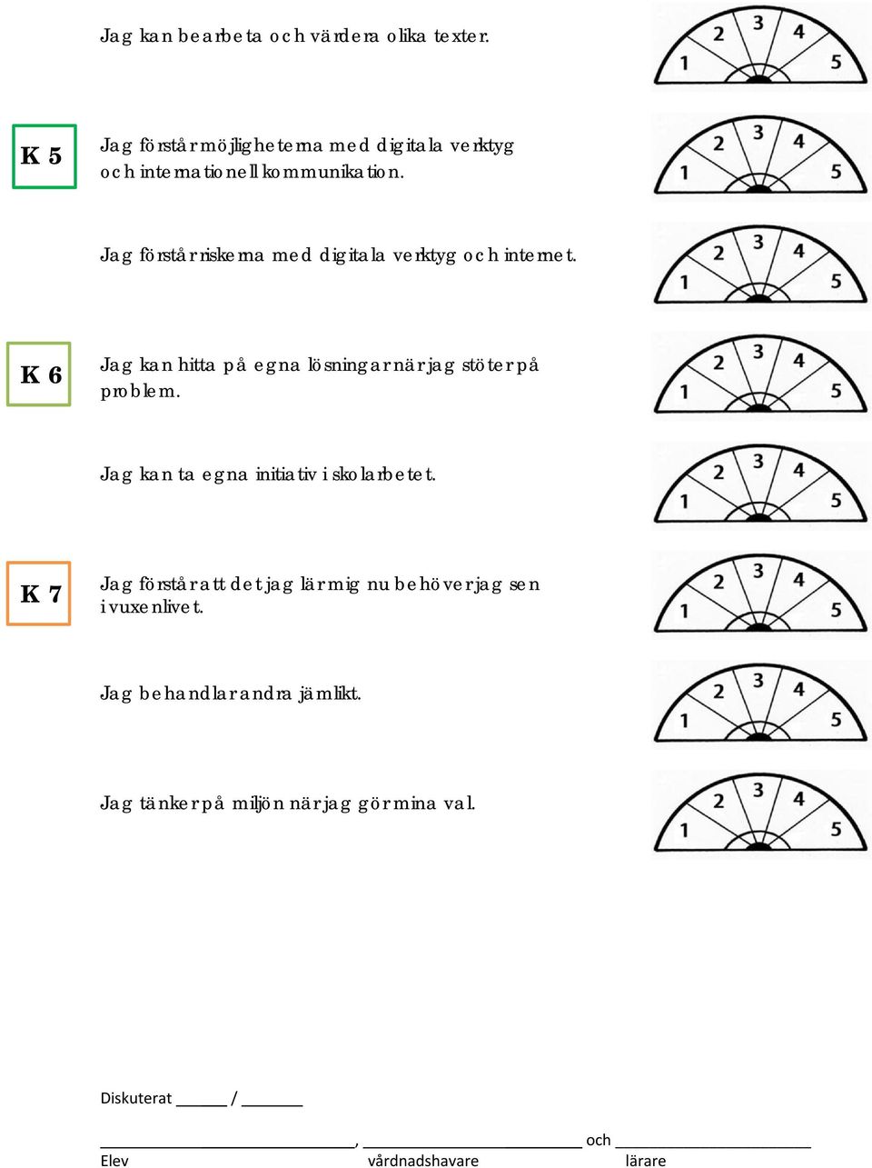 Jag förstår riskerna med digitala verktyg och internet. K 6 Jag kan hitta på egna lösningar när jag stöter på problem.