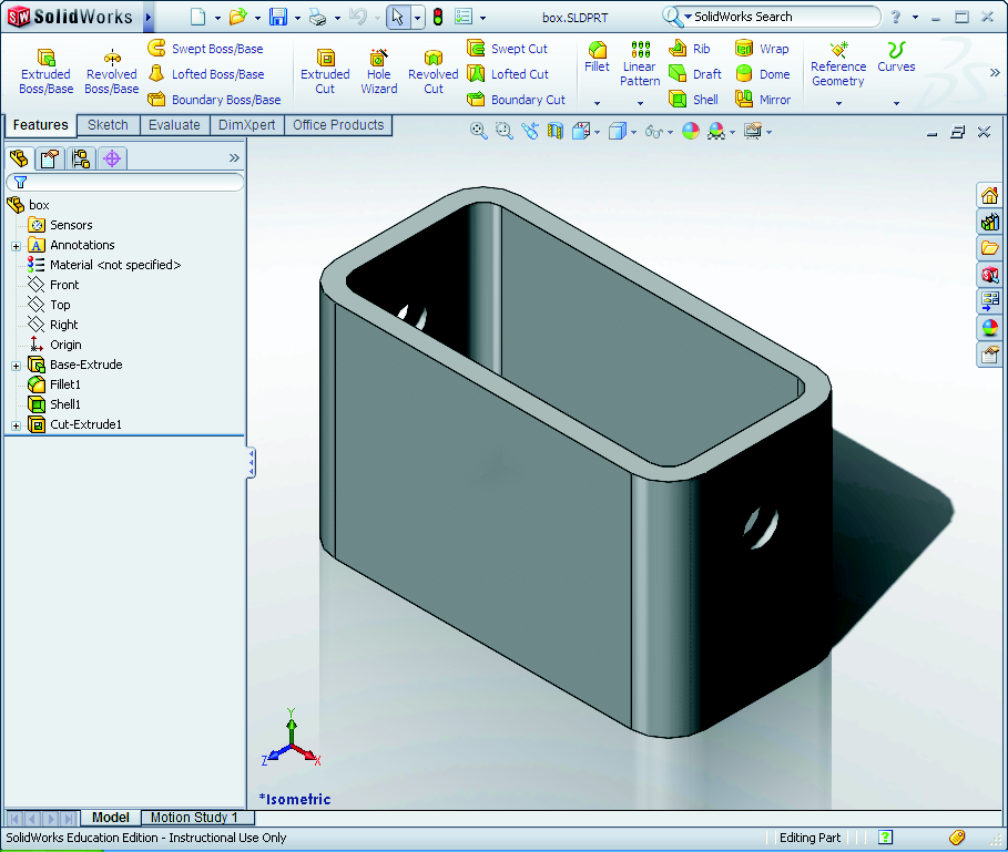 Lektion 2: Grundläggande funktioner 2 Lektionens mål Förstå de grundläggande funktionerna i SolidWorks. Skapa följande detalj: Innan denna lektion börjar Gör klart Lektion 1: Använda gränssnittet.