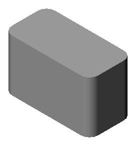 Lektion 2: Grundläggande funktioner Runda av detaljens hörn Runda av de fyra hörnen på box. Alla rundningar har samma radie (10 mm). Skapa dem som en enda feature.