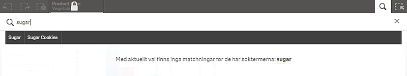 4 Utforska med urval Om du söker inom ett låst urval och frågan inte ger något resultat visas meddelandet Med aktuellt val finns inga matchningar för de här söktermerna: <dina söktermer>.