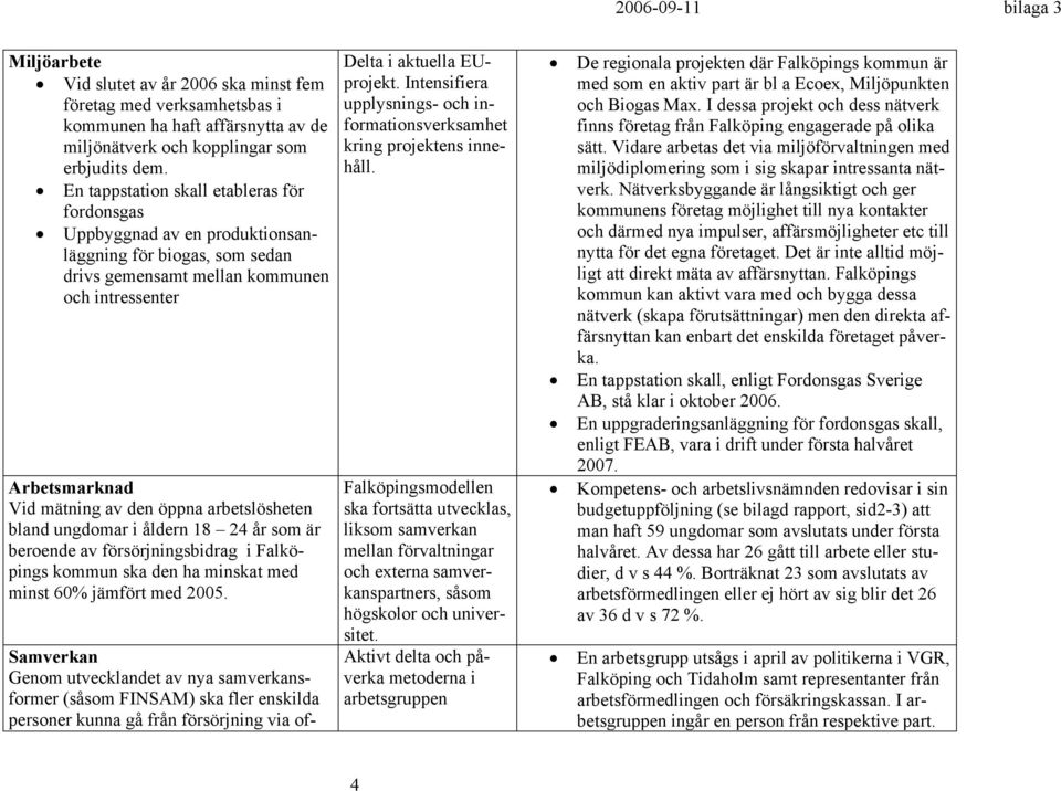 arbetslösheten bland ungdomar i åldern 18 24 år som är beroende av försörjningsbidrag i Falköpings kommun ska den ha minskat med minst 60% jämfört med 2005.