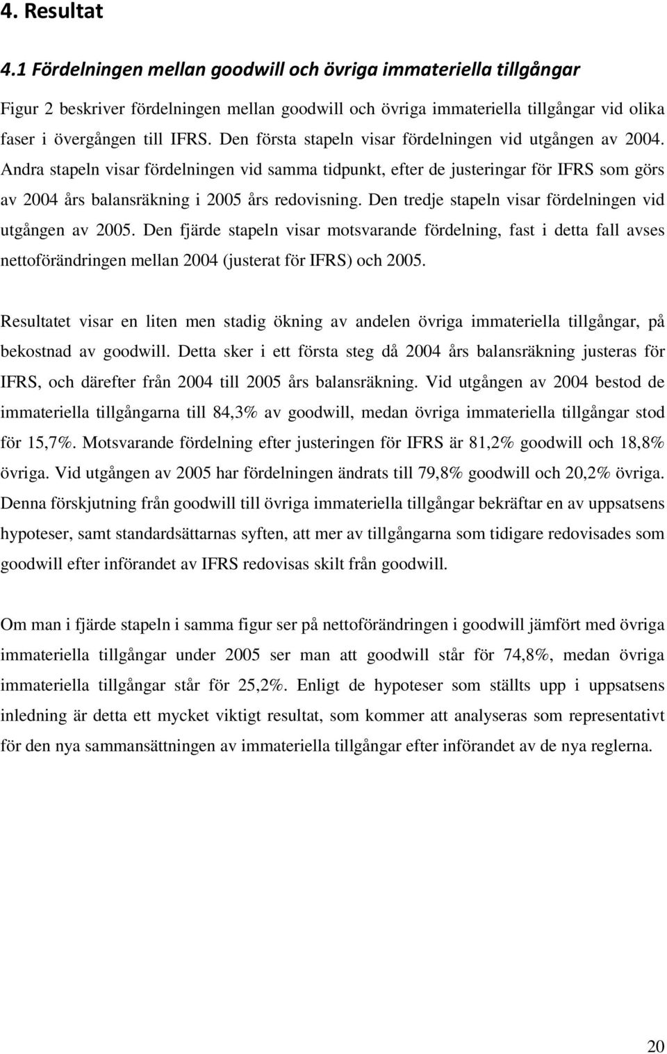 Den första stapeln visar fördelningen vid utgången av 2004.