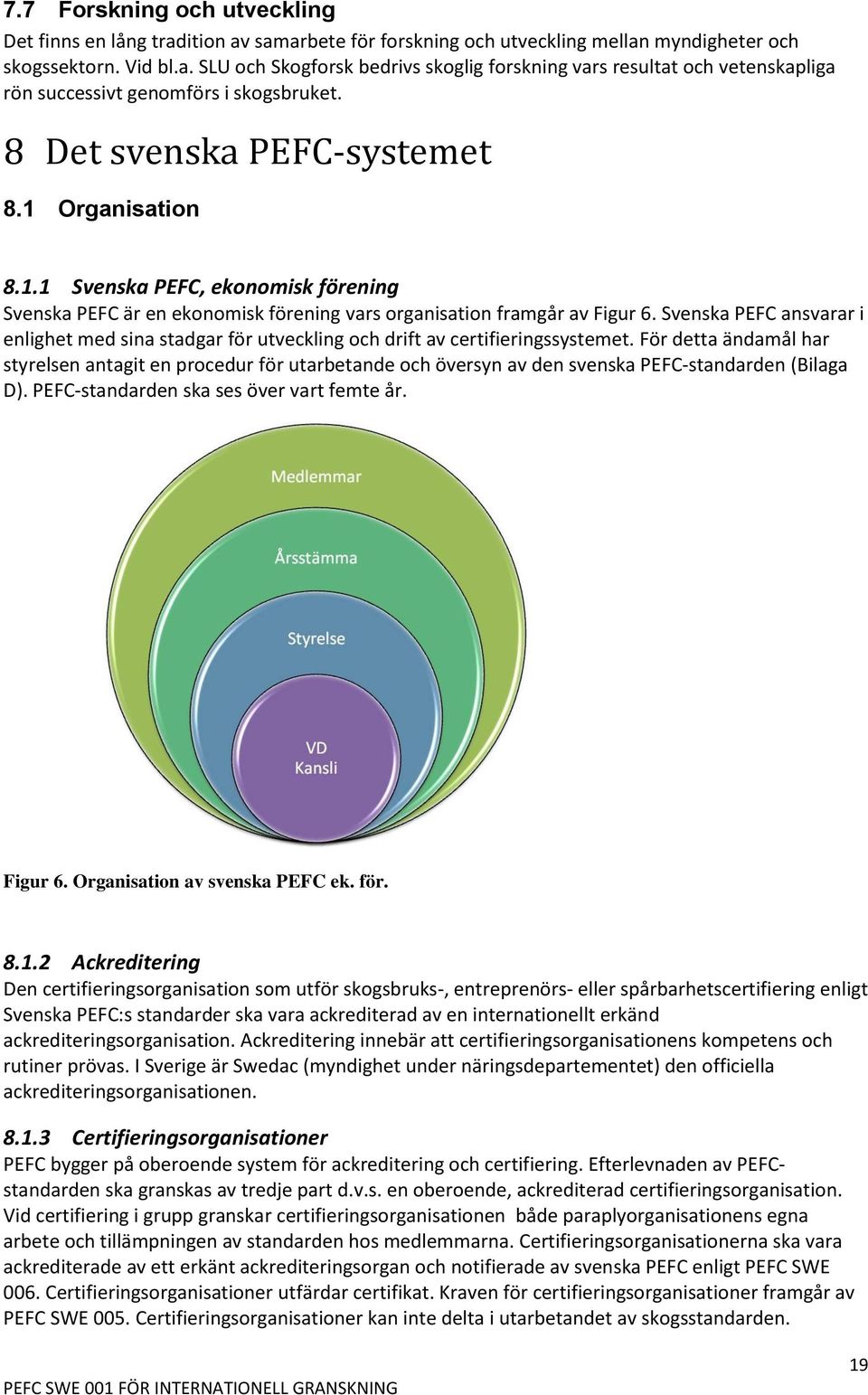 Svenska PEFC ansvarar i enlighet med sina stadgar för utveckling och drift av certifieringssystemet.