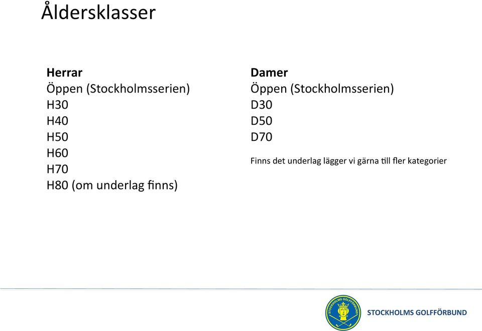 Damer Öppen (Stockholmsserien) D30 D50 D70