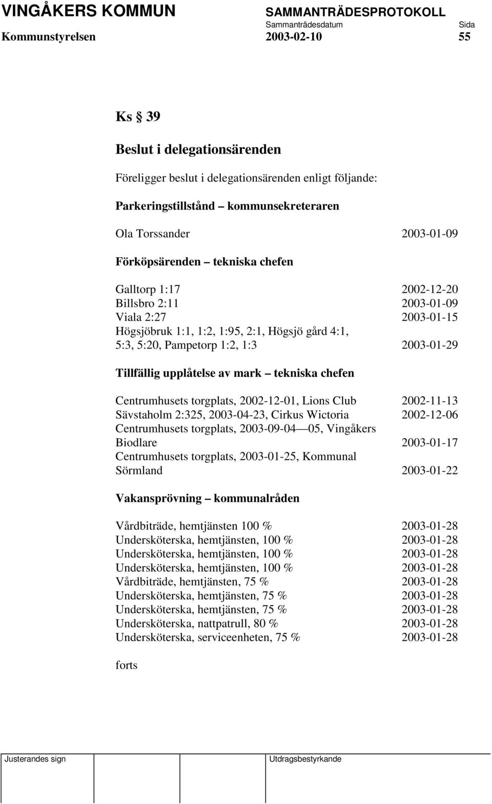 av mark tekniska chefen Centrumhusets torgplats, 2002-12-01, Lions Club 2002-11-13 Sävstaholm 2:325, 2003-04-23, Cirkus Wictoria 2002-12-06 Centrumhusets torgplats, 2003-09-04 05, Vingåkers Biodlare