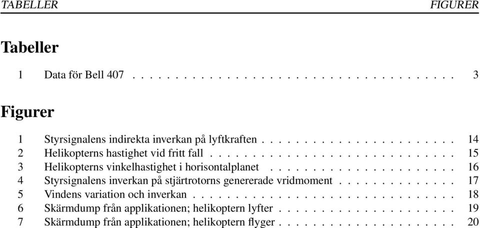 ..................... 16 4 Styrsignalens inverkan på stjärtrotorns genererade vridmoment.............. 17 5 Vindens variation och inverkan.