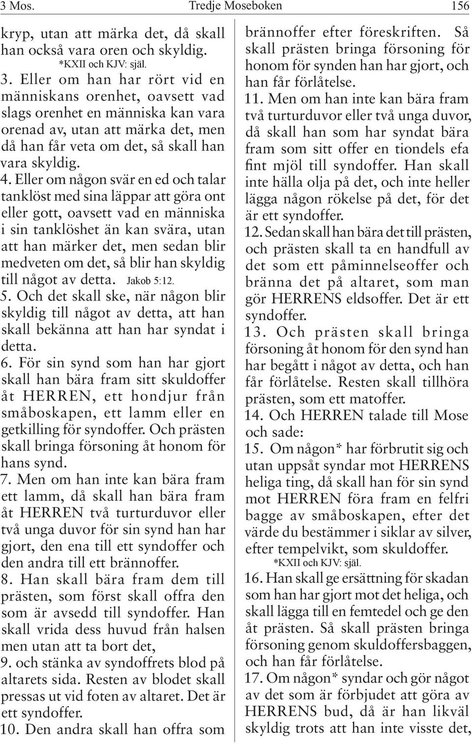 Eller om någon svär en ed och talar tanklöst med sina läppar att göra ont eller gott, oavsett vad en människa i sin tanklöshet än kan svära, utan att han märker det, men sedan blir medveten om det,