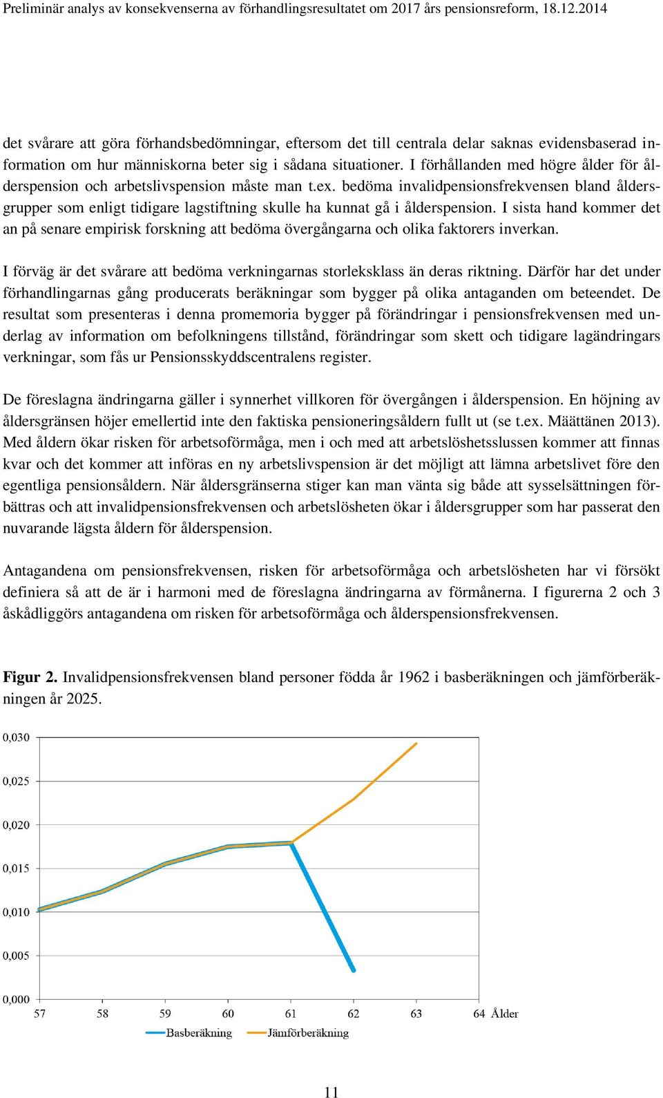 bedöma invalidpensionsfrekvensen bland åldersgrupper som enligt tidigare lagstiftning skulle ha kunnat gå i ålderspension.