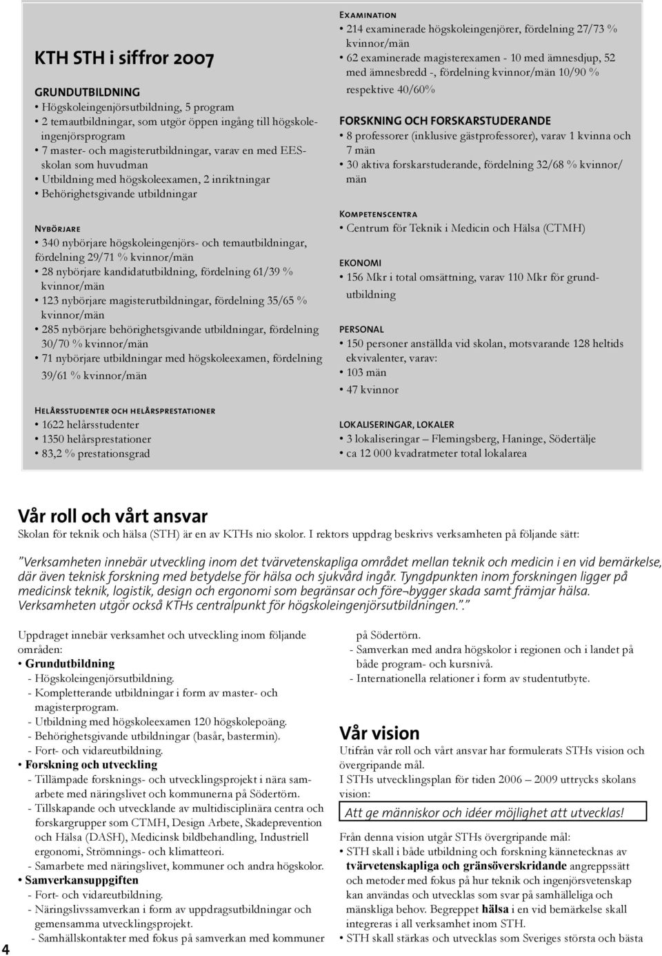 nybörjare kandidatutbildning, fördelning 61/39 % kvinnor/män 123 nybörjare magisterutbildningar, fördelning 35/65 % kvinnor/män 285 nybörjare behörighetsgivande utbildningar, fördelning 30/70 %