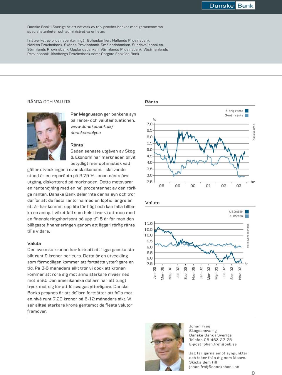 Provinsbank, Västmanlands Provinsbank, Älvsborgs Provinsbank samt Östgöta Enskilda Bank. RÄNTA OCH VALUTA Pär Magnusson ger bankens syn på ränte- och valutasituationen. www.danskebank.