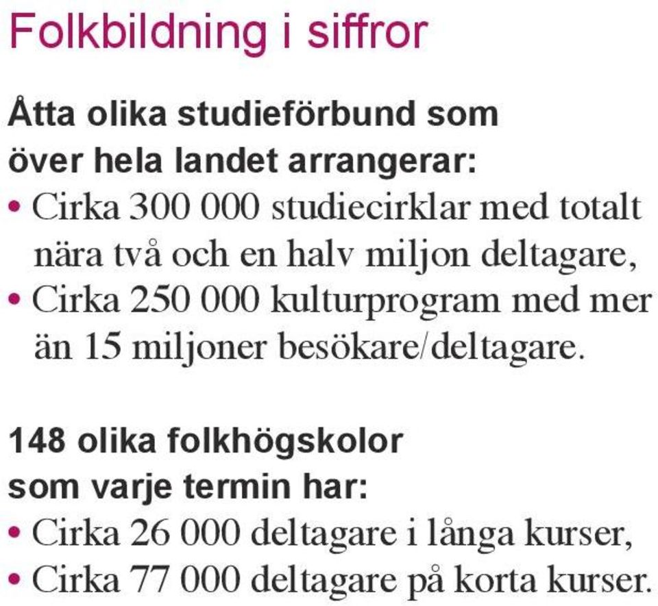 kulturprogram med mer än 15 miljoner besökare/deltagare.