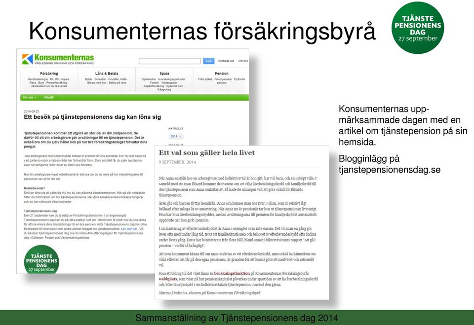 med en artikel om tjänstepension på