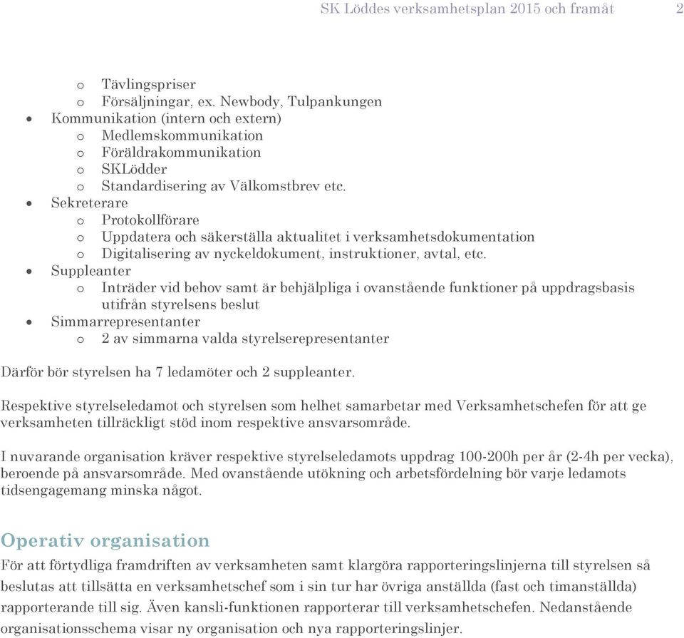 Sekreterare Prtkllförare Uppdatera ch säkerställa aktualitet i verksamhetsdkumentatin Digitalisering av nyckeldkument, instruktiner, avtal, etc.