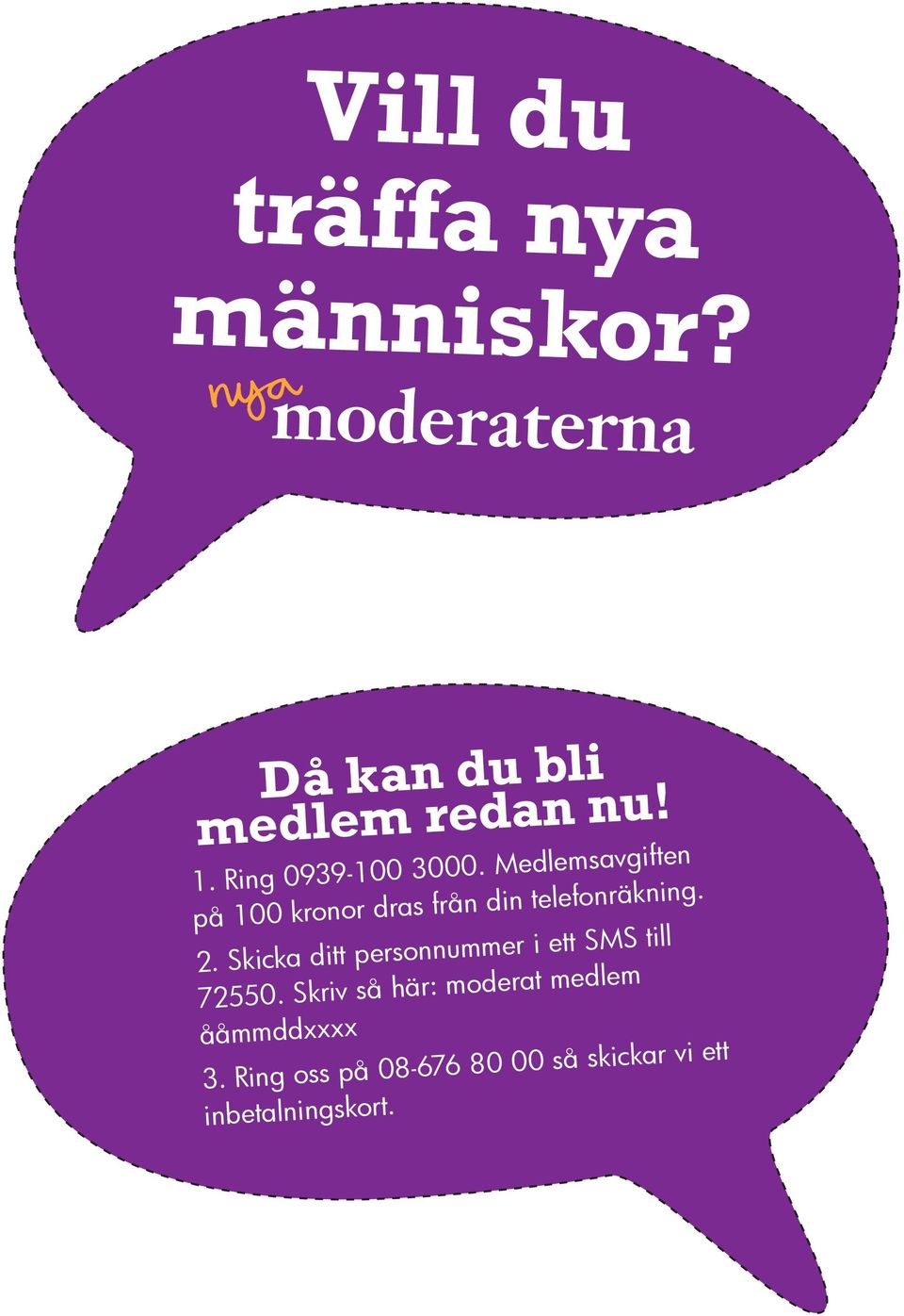 Medlems avgiften på 100 kronor dras från din telefon räkning. 2.