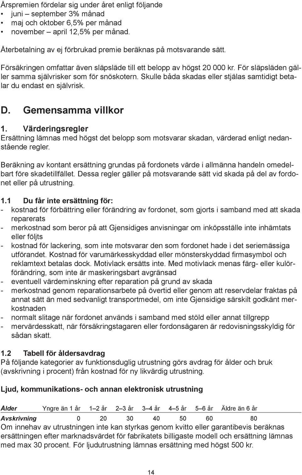 Skulle båda skadas eller stjälas samtidigt betalar du endast en självrisk. D. Gemensamma villkor 1.