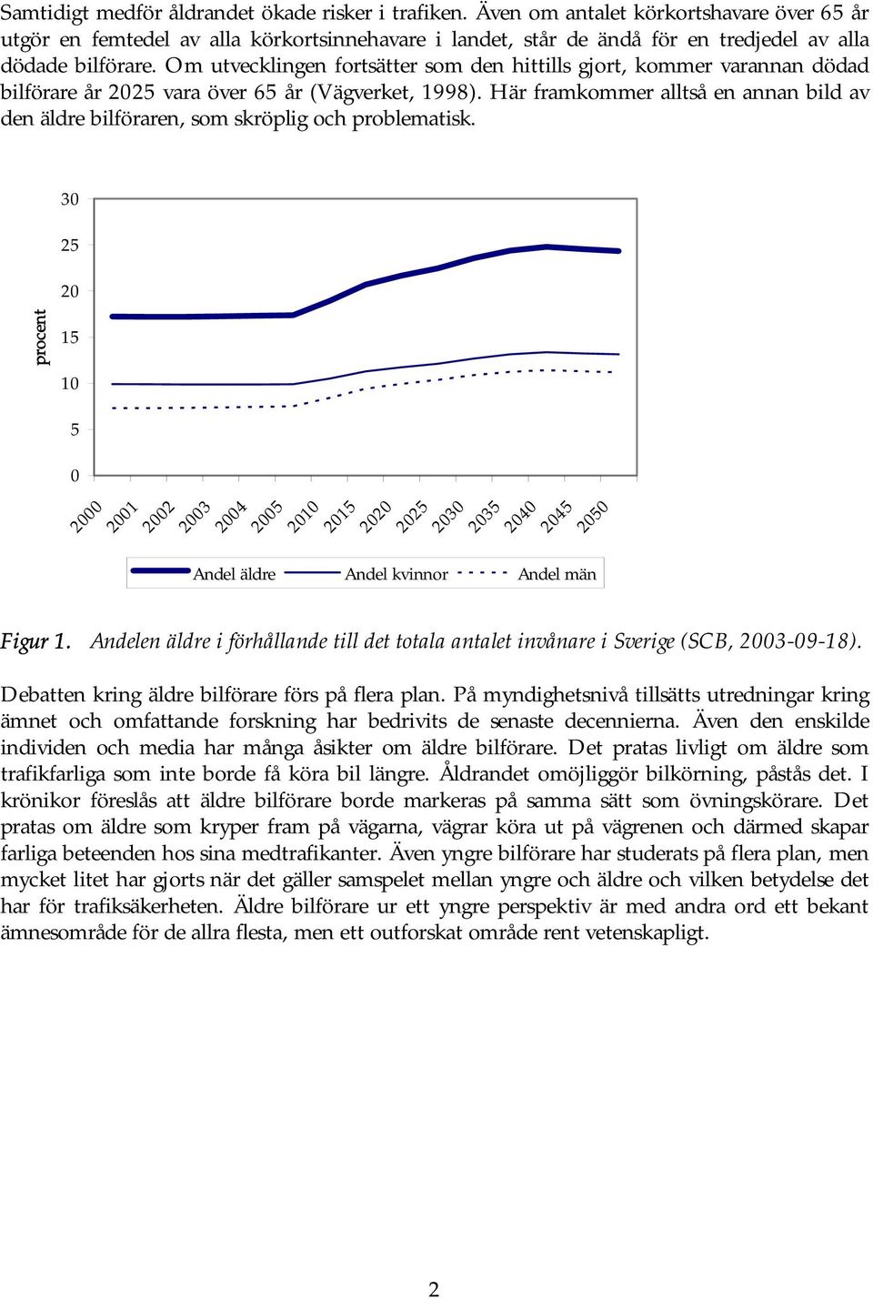 Om utvecklingen fortsätter som den hittills gjort, kommer varannan dödad bilförare år 2025 vara över 65 år (Vägverket, 1998).