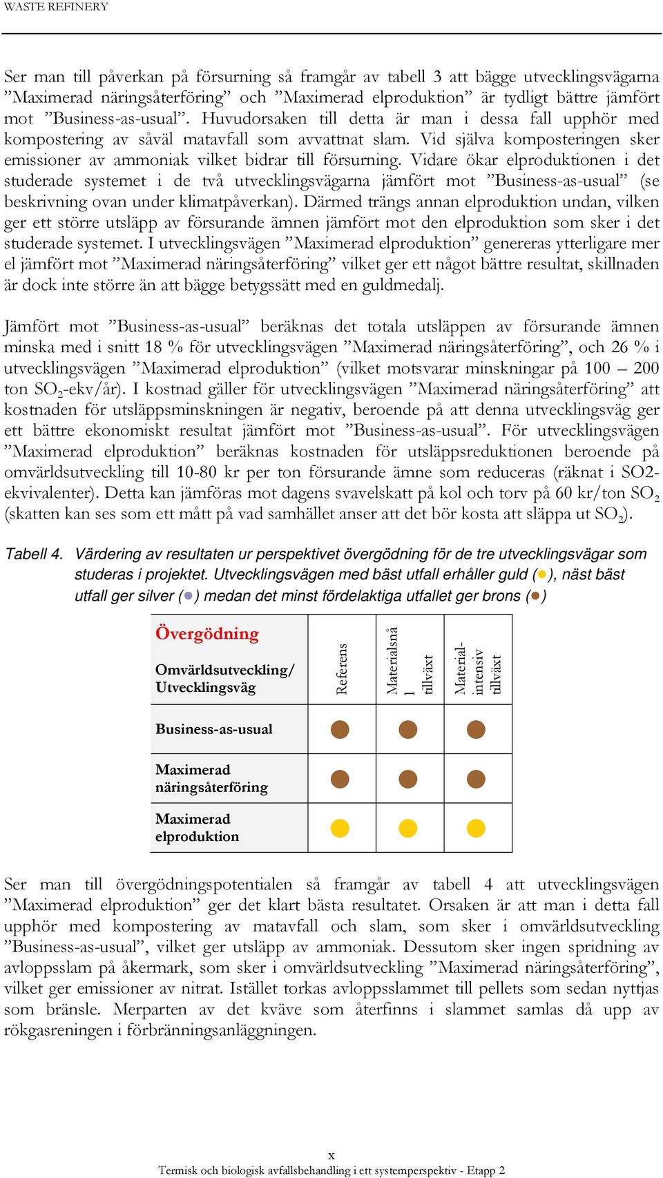 Vidare ökar elproduktionen i det studerade systemet i de två utvecklingsvägarna jämfört mot Business-as-usual (se beskrivning ovan under klimatpåverkan).