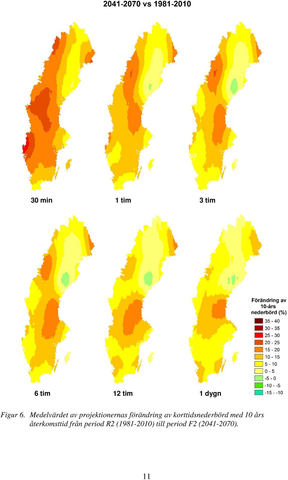 korttidsnederbörd med 10 års återkomsttid från