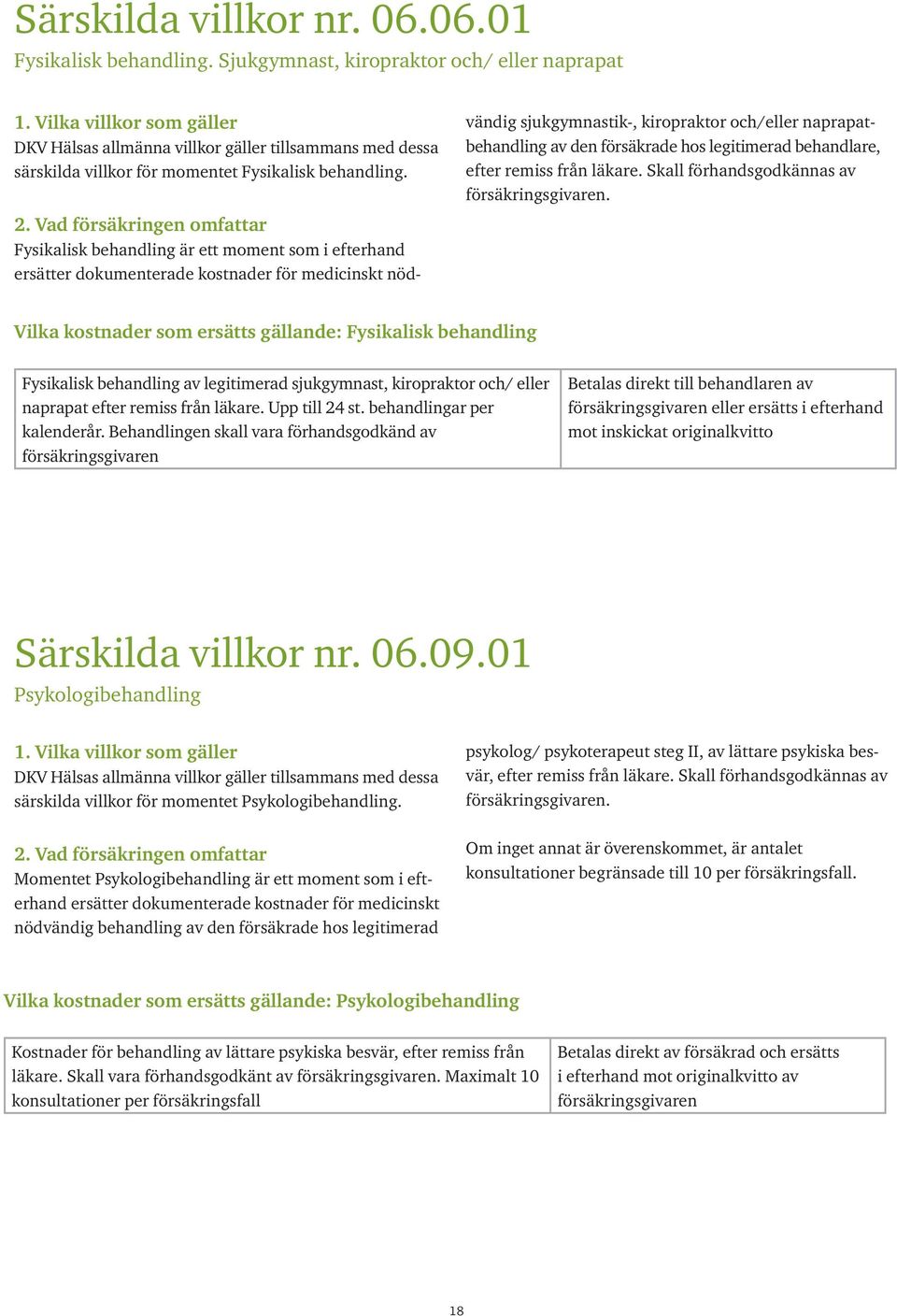 Vad försäkringen omfattar Fysikalisk behandling är ett moment som i efterhand ersätter dokumenterade kostnader för medicinskt nödvändig sjukgymnastik-, kiropraktor och/eller naprapatbehandling av den